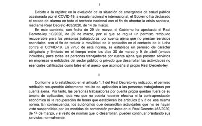 Criterios de aplicación para el Real Decreto-Ley 10/2020